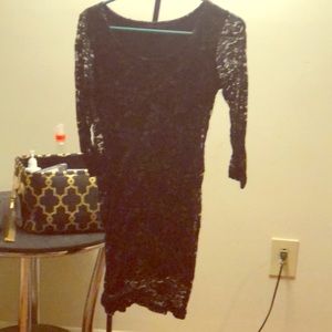 Beautiful black and gold lace overlay dress